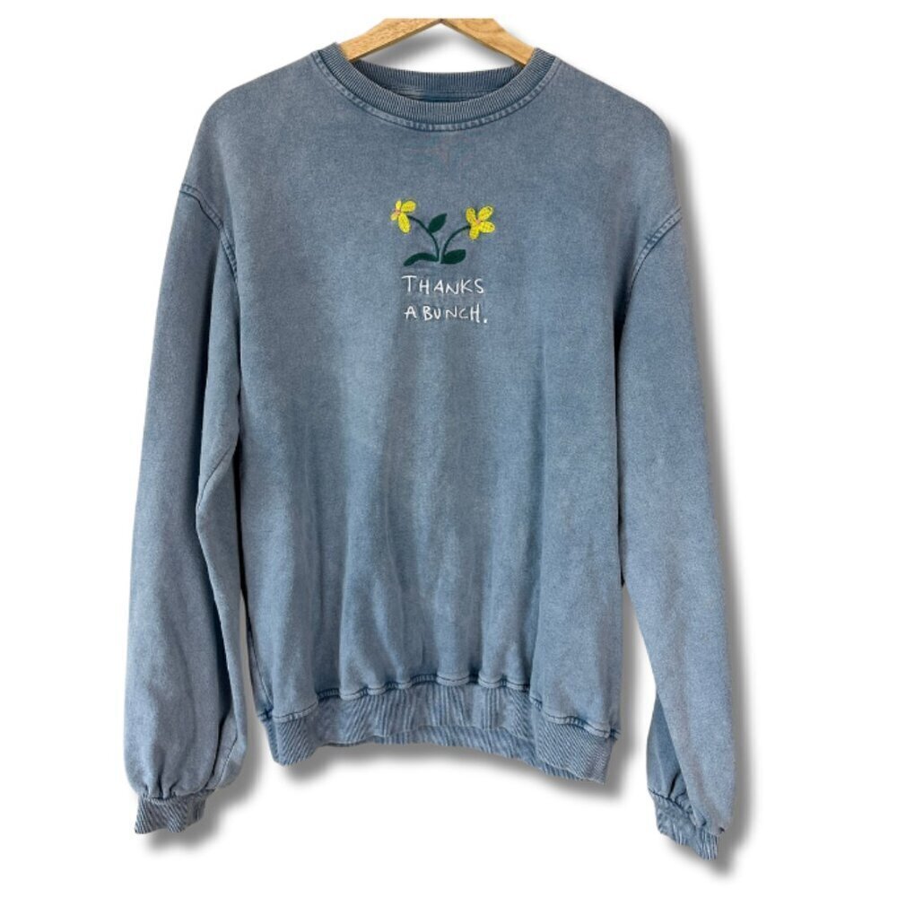 Urban Outfitters Crewneck Sweatshirt Pullover Embroidered Flower Women's Small